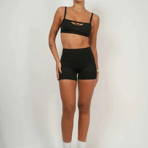 Women’s Premium Anti-Shock Two-Piece Sports Bra & Shorts Quick-Dry