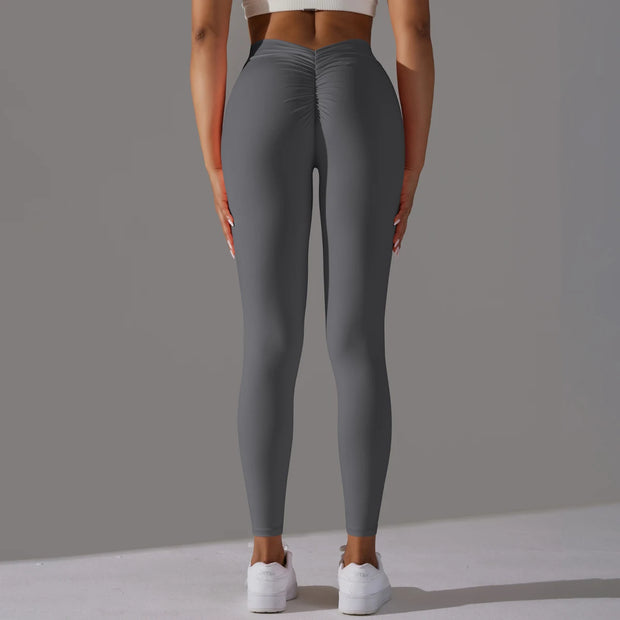 Women Yoga Leggings V Back Butt Lift Sexy High Waist Active Wear