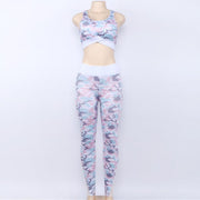 Camouflage Print 2 Piece Set Mesh Bra And Leggings