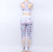 Camouflage Print 2 Piece Set Mesh Bra And Leggings