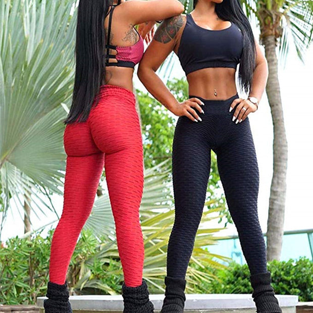 Women’s High Waist Push Up Pants Jacquard Leggings