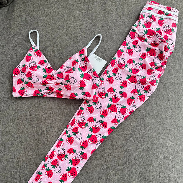 Women’s 2Piece Scrunch leggings And Push Up Bra High Waist