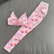Women’s 2Piece Scrunch leggings And Push Up Bra High Waist
