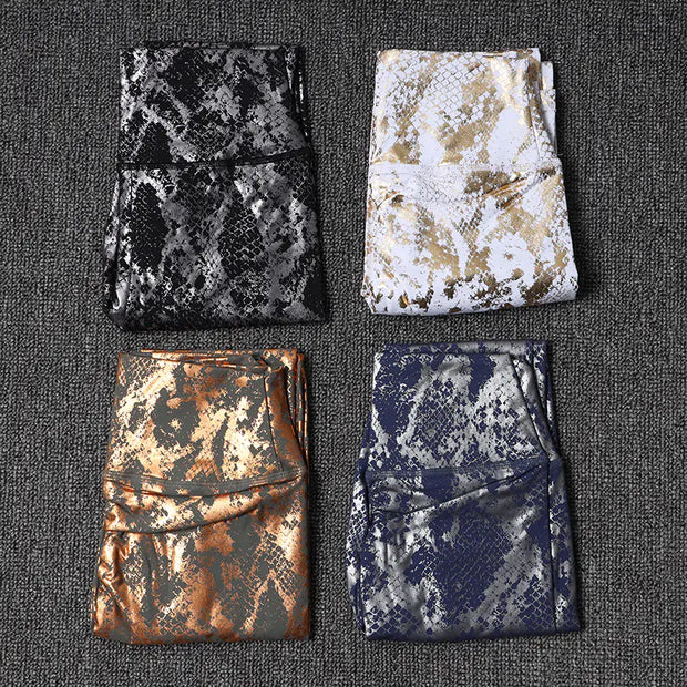 Skinny Stretch Foiled Yoga Pants for Active Wear