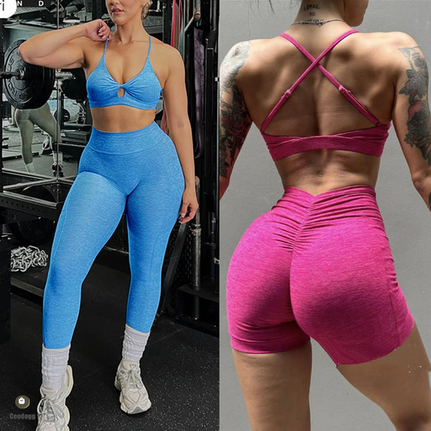 Women’s V Back, Butt High Waist Fitness Scrunch Back Leggings
