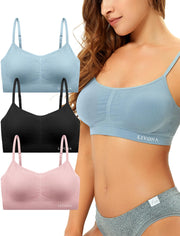 Livona 3 Pack Sports Women- Wireless Soft Workout Bra Padded Fitness Bralette