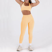 2PCS Women’s Seamless Gym/Yoga Sportswear Leggings Halter Sports Bra