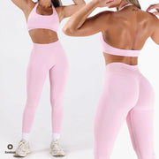 2PCS Women’s Seamless Gym/Yoga Sportswear Leggings Halter Sports Bra