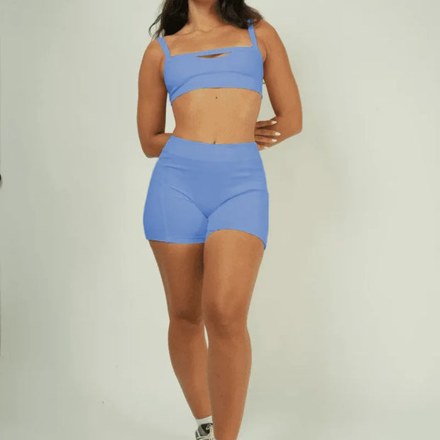 Women’s Premium Anti-Shock Two-Piece Sports Bra & Shorts Quick-Dry