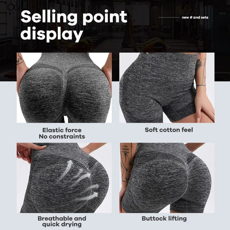 Women’s High Waist Workout Shorts Butt Lifting Tummy Control Booty Smile