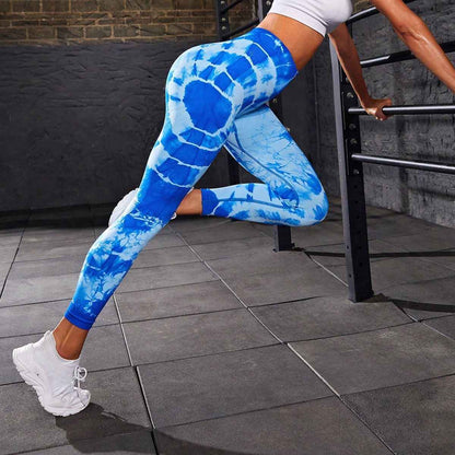 Women’s Seamless Tie Dye Printed Yoga Pants - Just Fit 