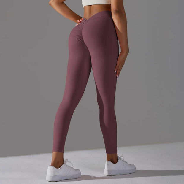 Women Yoga Leggings V Back Butt Lift Sexy High Waist Active Wear