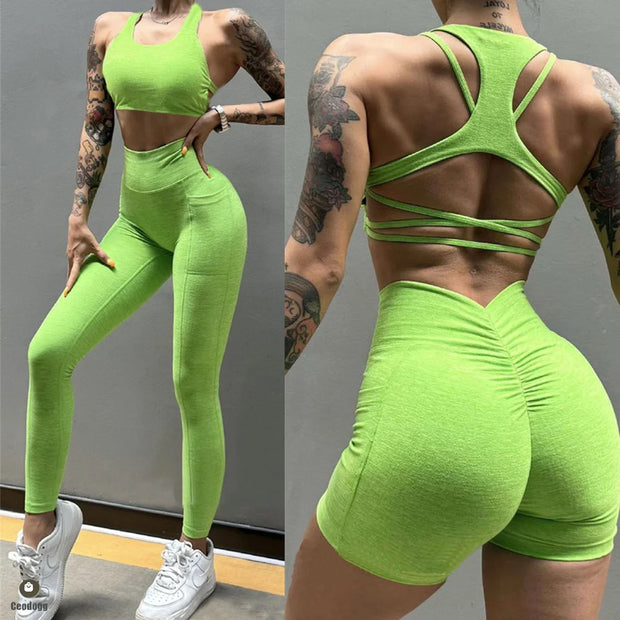 Women’s V Back, Butt High Waist Fitness Scrunch Back Leggings