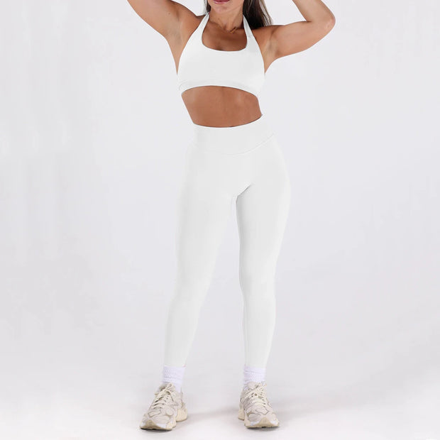 2PCS Women’s Seamless Gym/Yoga Sportswear Leggings Halter Sports Bra