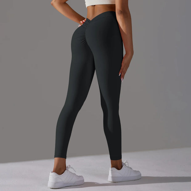 Women Yoga Leggings V Back Butt Lift Sexy High Waist Active Wear