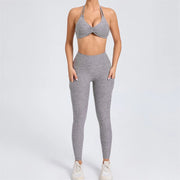 2Piece Women’s Adjustable Bra Yoga Set V Back Tights or Shorts High Waist