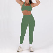 2PCS Women’s Seamless Gym/Yoga Sportswear Leggings Halter Sports Bra