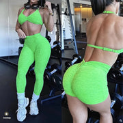 2Piece Women’s Adjustable Bra Yoga Set V Back Tights or Shorts High Waist