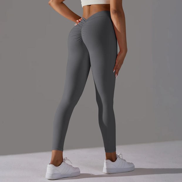 Women Yoga Leggings V Back Butt Lift Sexy High Waist Active Wear