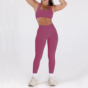 2PCS Women’s Seamless Gym/Yoga Sportswear Leggings Halter Sports Bra