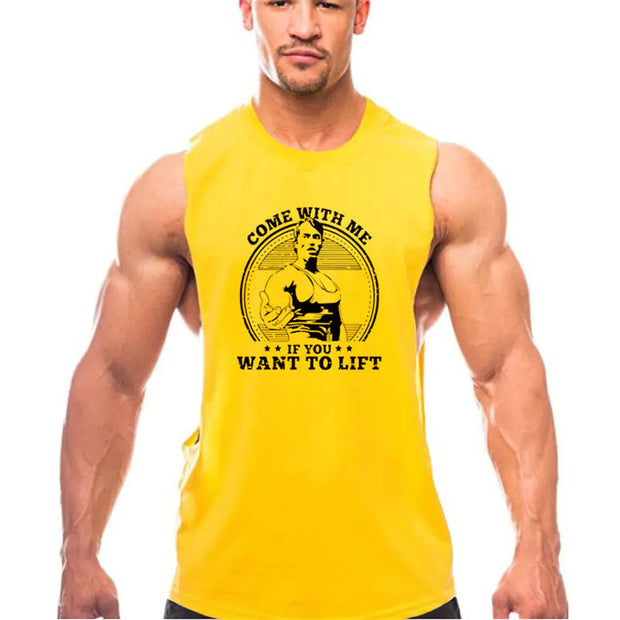 Summer Gym Tank Top for Men - Cotton Fitness Shirt