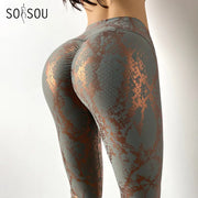 Skinny Stretch Foiled Yoga Pants for Active Wear