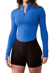GYM RAINBOW Womens Zip Up Athletic Jacket Lightweight Contour Fit with Thumb Holes