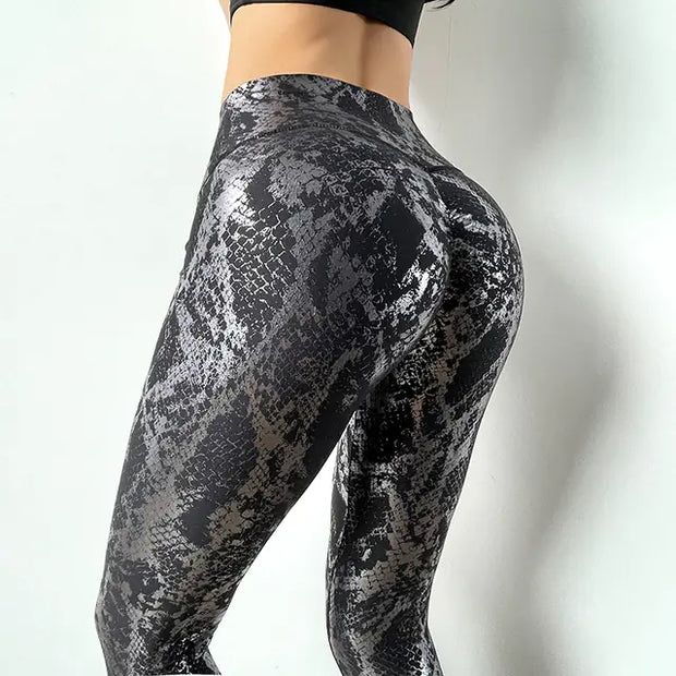 Skinny Stretch Foiled Yoga Pants for Active Wear