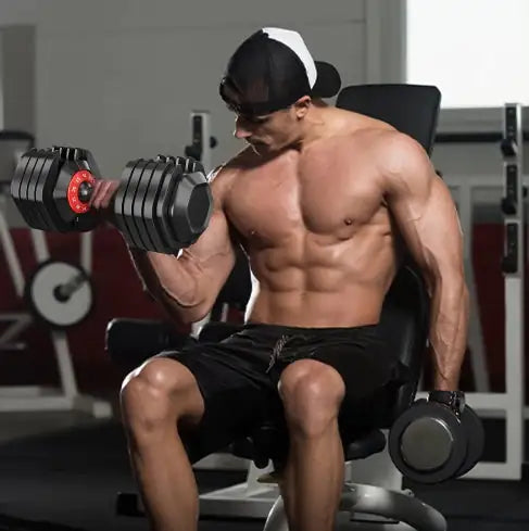 Adjustable Dumbbell Set, 10 In 1 Fast Adjust By Turning Handle 10 Gears 55 LB
