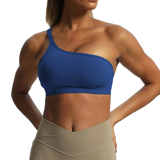 Aoxjox Womens Workout Sports Bras One Shoulder  Crop Tank Top