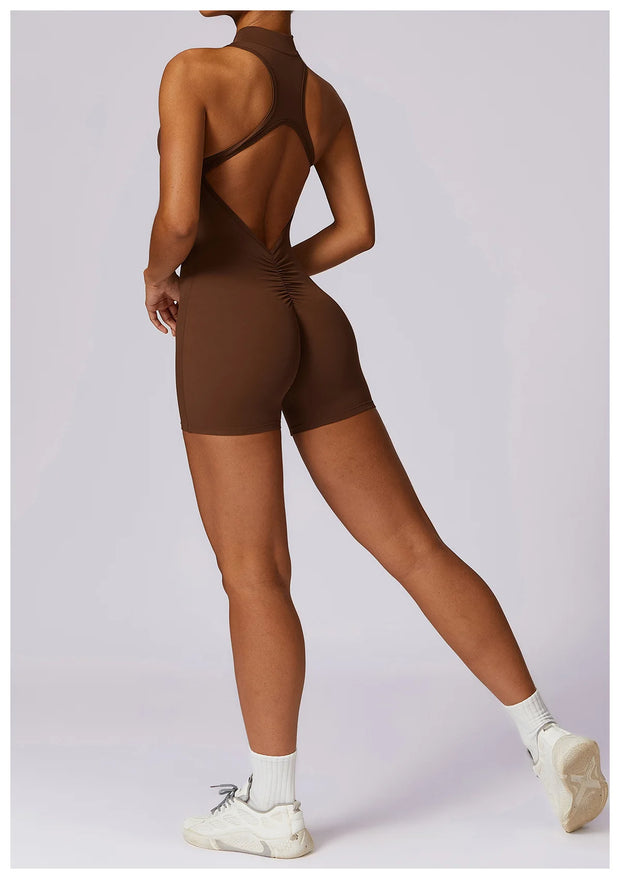 New V Back Scrunch Sports Jumpsuit Women