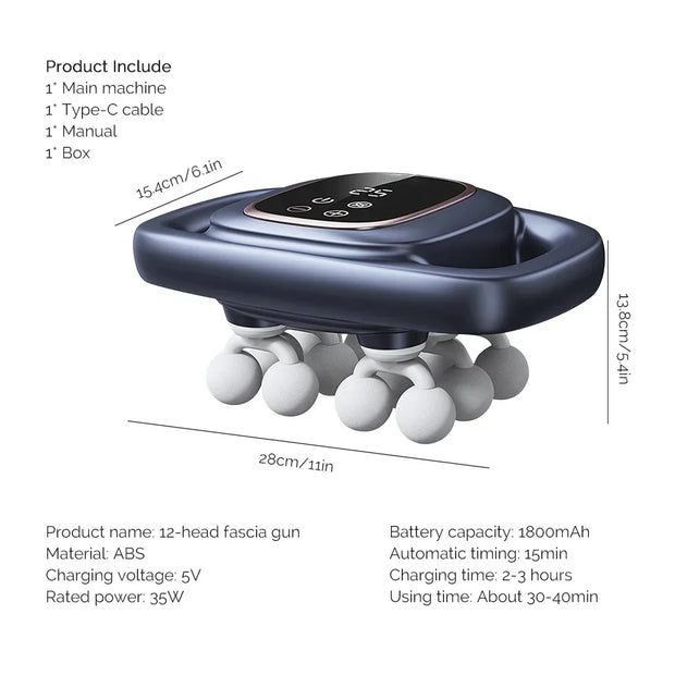High-Power 16 Head Percussion Massager - 48kg Deep Tissue Relief