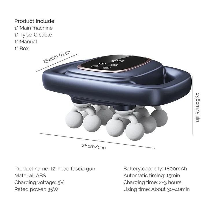 High-Power 16 Head Percussion Massager - 48kg Deep Tissue Relief
