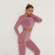 Women’s Seamless Set Legging +sport bra+short+long sleeves