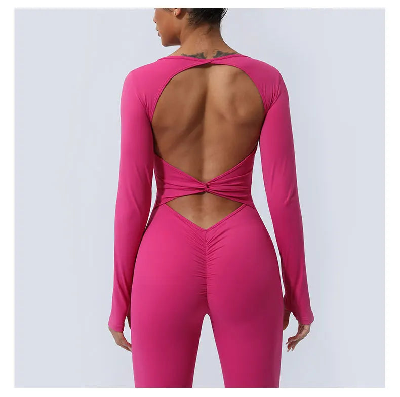 Women’s Fitness Jumpsuit Backless Long Sleeve - Just Fit 