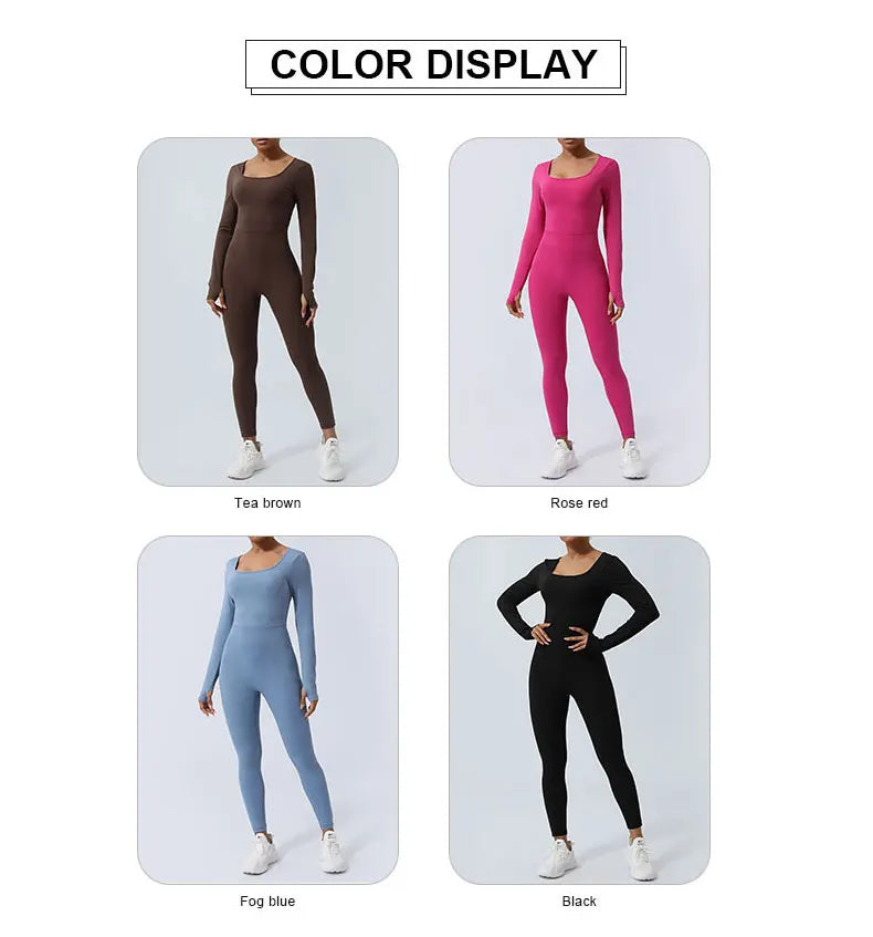 Women’s Fitness Jumpsuit Backless Long Sleeve - Just Fit 