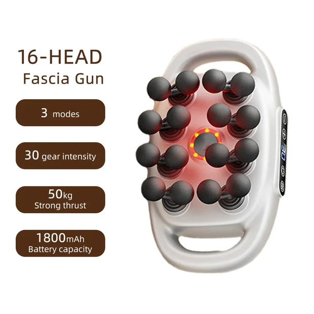 High-Power 16 Head Percussion Massager - 48kg Deep Tissue Relief