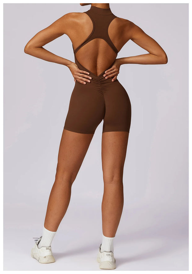 New V Back Scrunch Sports Jumpsuit Women