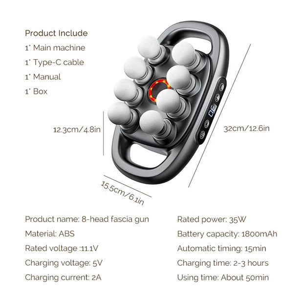 High-Power 16 Head Percussion Massager - 48kg Deep Tissue Relief