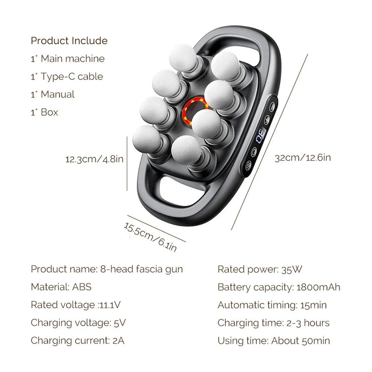High-Power 16 Head Percussion Massager - 48kg Deep Tissue Relief