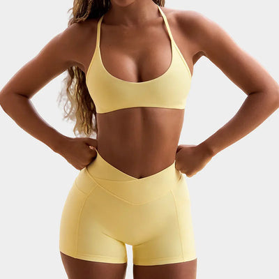 ‌Women's High Waist Yoga Set-Halter