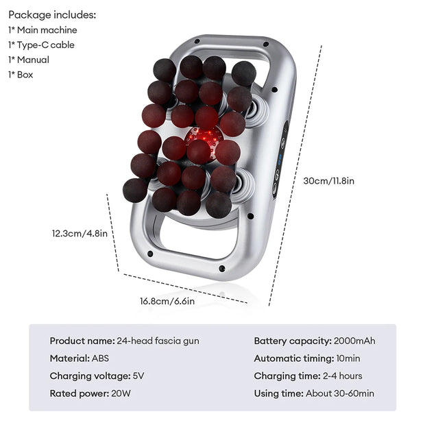 22-Head Fascia. High-Frequency Vibration Body Massage
