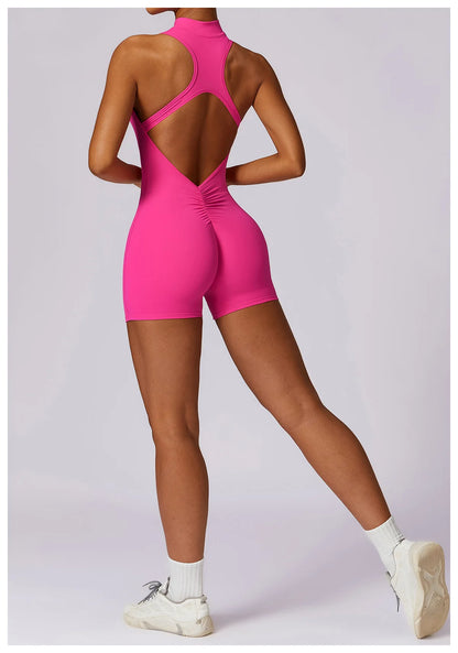 New V Back Scrunch Sports Jumpsuit Women - Just Fit 