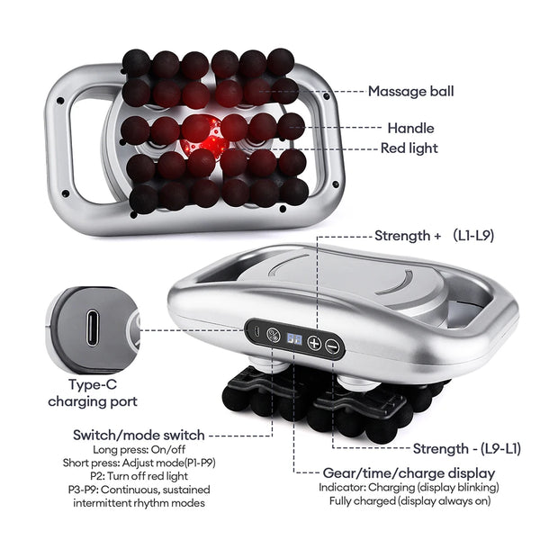 22-Head Fascia. High-Frequency Vibration Body Massage