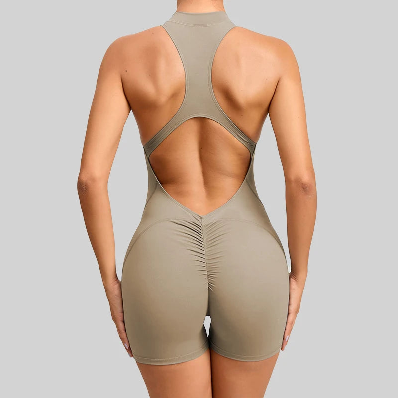 New V Back Scrunch Sports Jumpsuit Women - Just Fit 