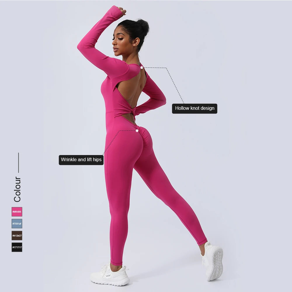 Women’s Fitness Jumpsuit Backless Long Sleeve - Just Fit 