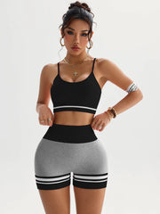 Women's Sports Set Bra with Pad Line & V Back Shorts