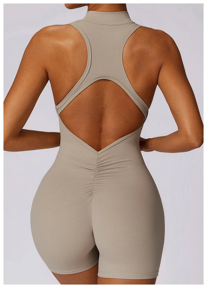 New V Back Scrunch Sports Jumpsuit Women - Just Fit 