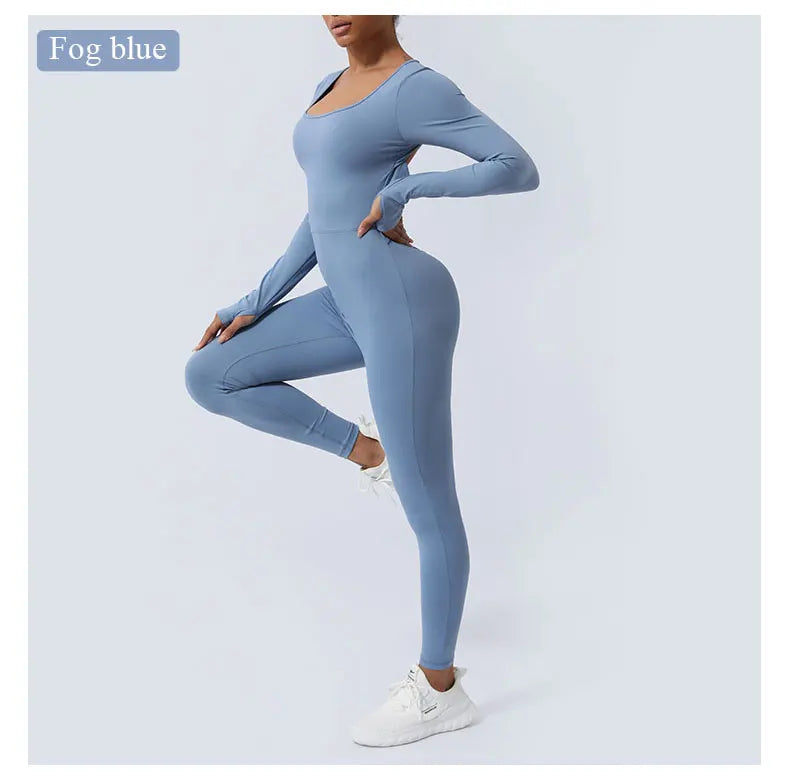 Women’s Fitness Jumpsuit Backless Long Sleeve - Just Fit 