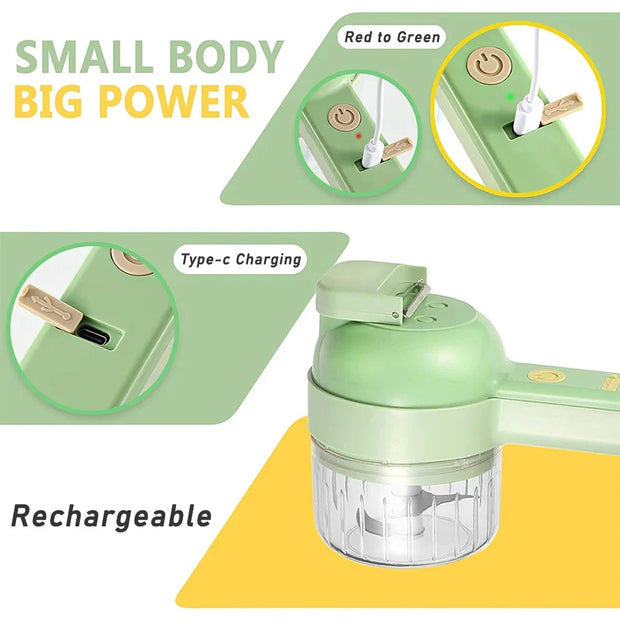 4In1 Electric Vegetable Cutter Set Handheld